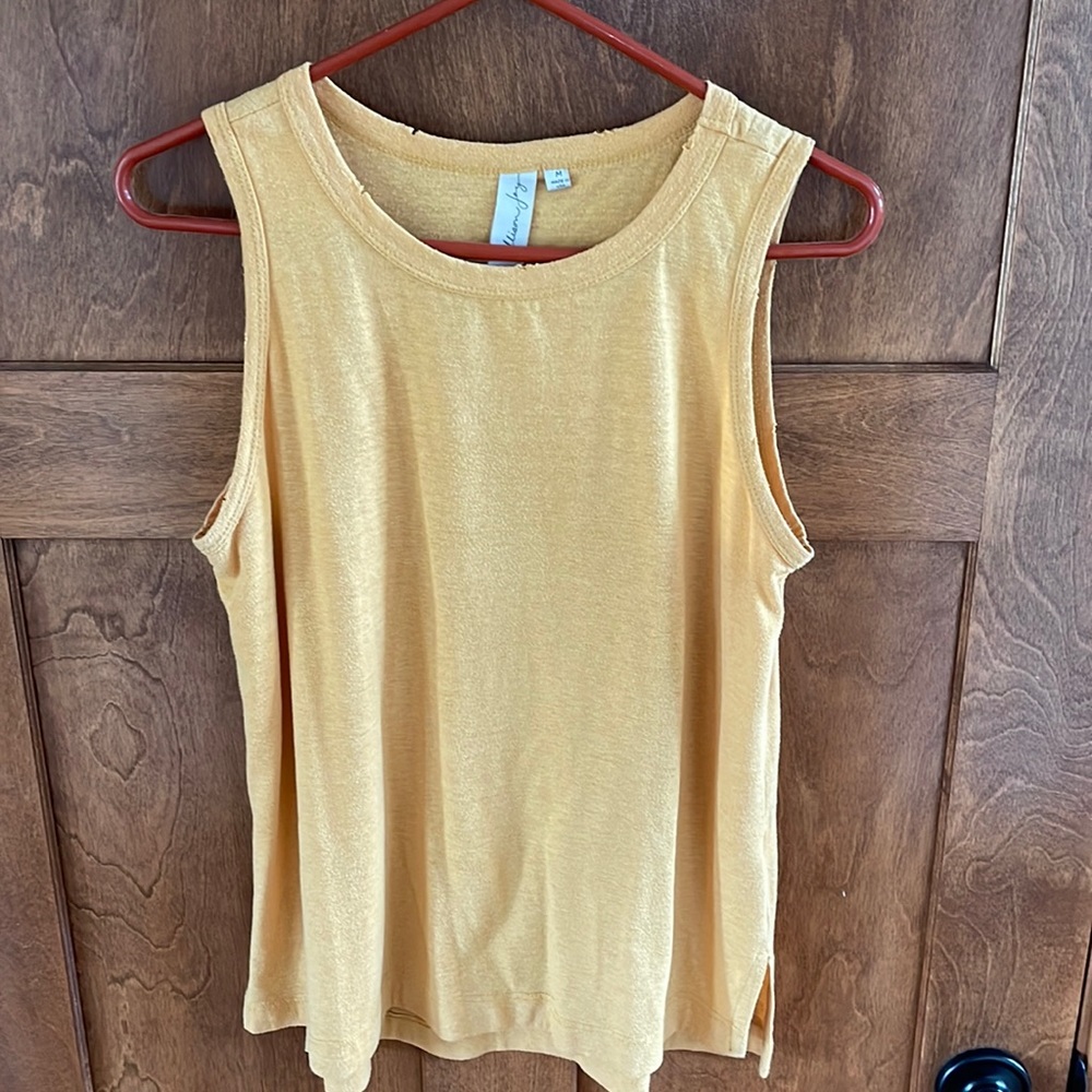 Allison Joy distressed tank. Size medium. Yellow gold in color. Great condition
